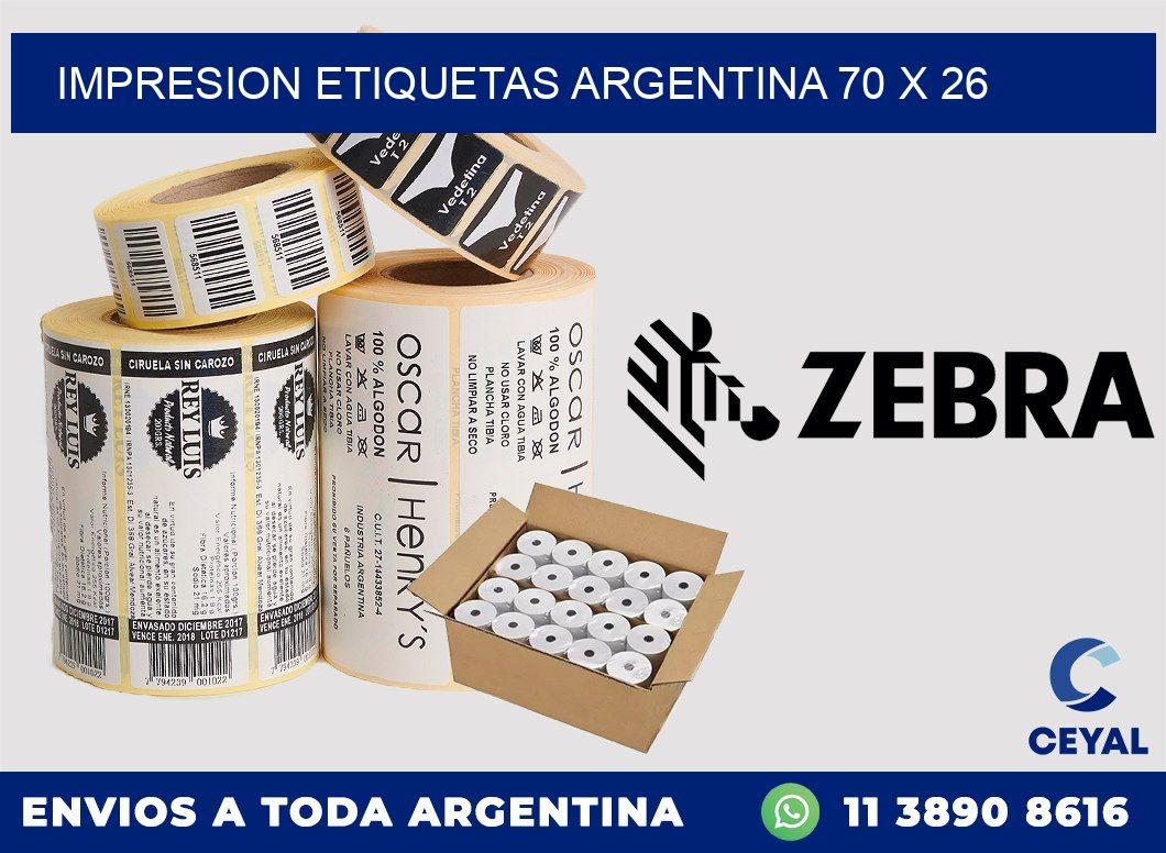 IMPRESION ETIQUETAS ARGENTINA 70 x 26