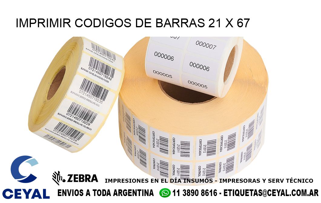 IMPRIMIR CODIGOS DE BARRAS 21 x 67