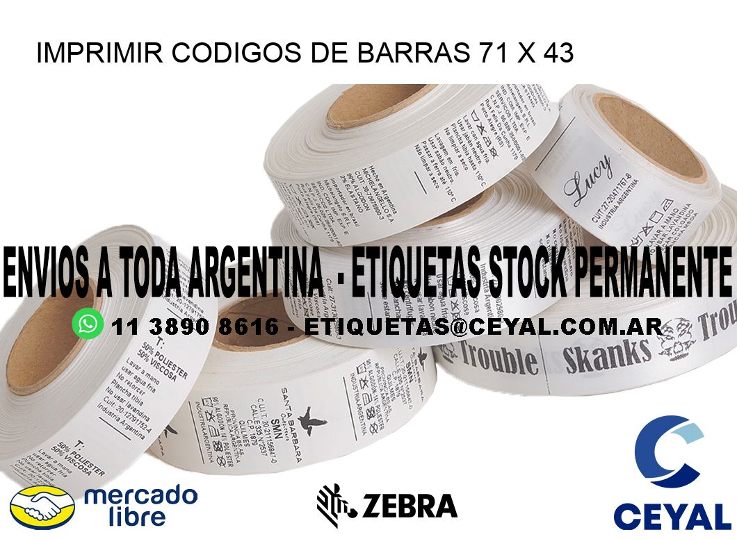 IMPRIMIR CODIGOS DE BARRAS 71 x 43