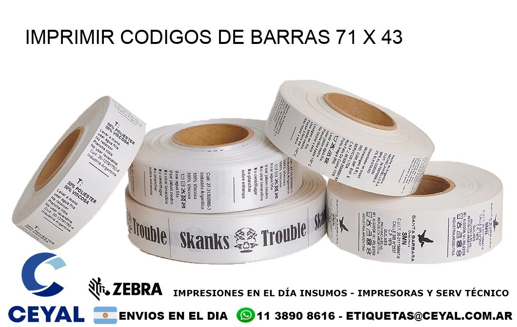 IMPRIMIR CODIGOS DE BARRAS 71 x 43