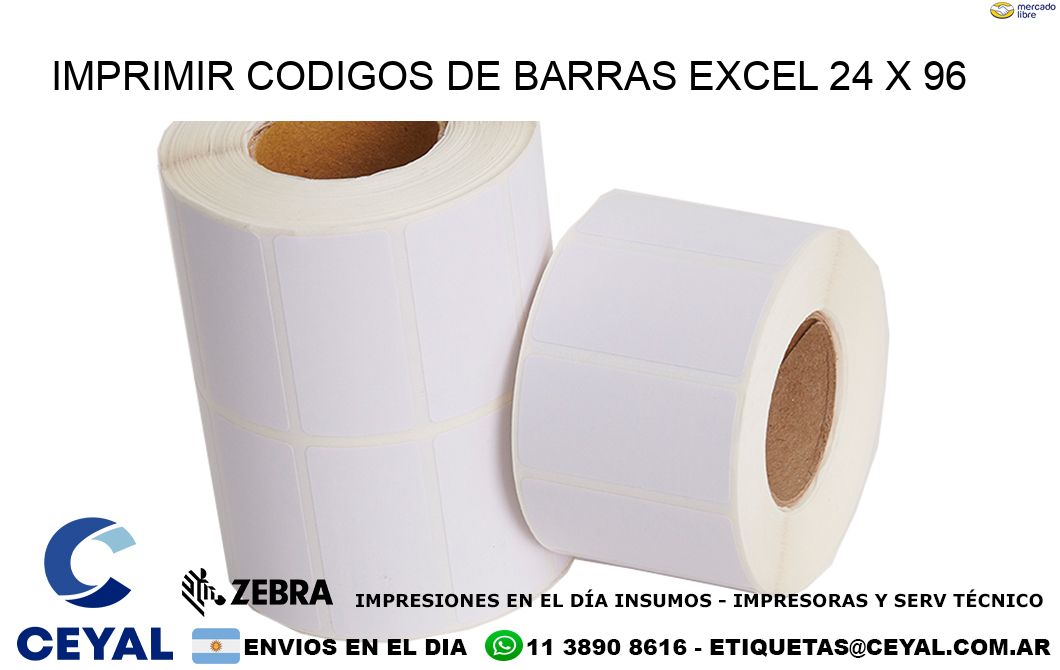 IMPRIMIR CODIGOS DE BARRAS EXCEL 24 x 96