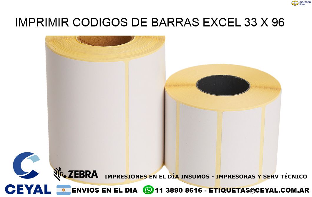 IMPRIMIR CODIGOS DE BARRAS EXCEL 33 x 96