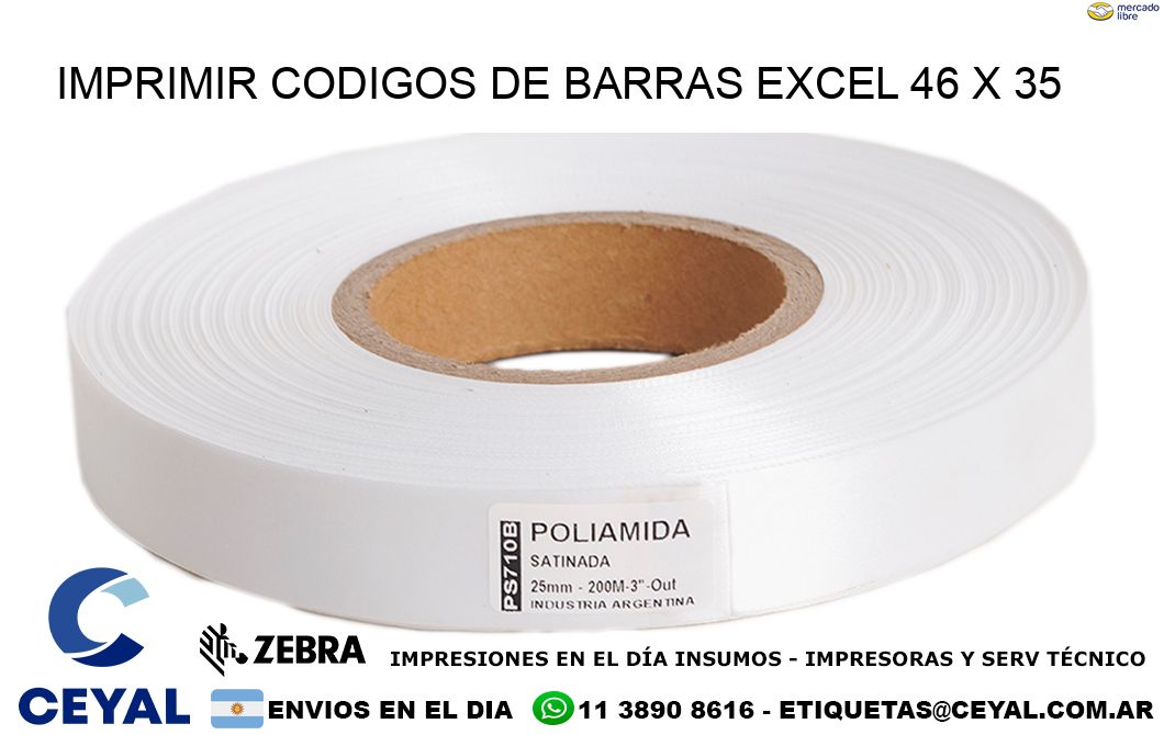 IMPRIMIR CODIGOS DE BARRAS EXCEL 46 x 35