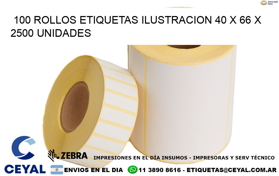 100 ROLLOS ETIQUETAS ILUSTRACION 40 x 66 X 2500 UNIDADES