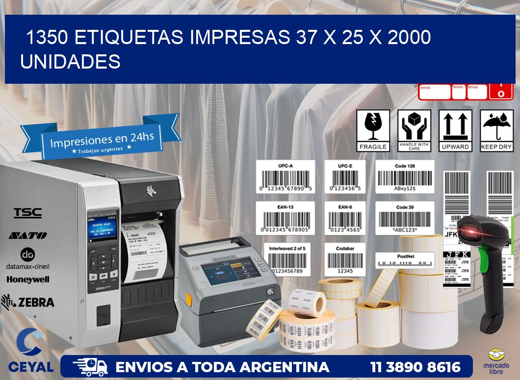 1350 ETIQUETAS IMPRESAS 37 x 25 X 2000 UNIDADES