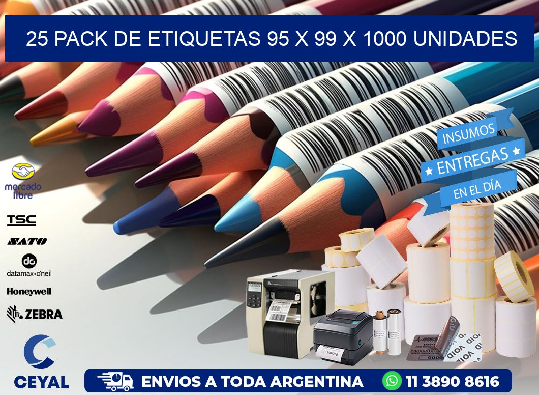 25 PACK DE ETIQUETAS 95 x 99 X 1000 UNIDADES