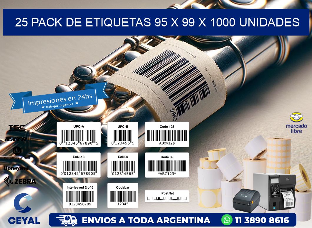 25 PACK DE ETIQUETAS 95 x 99 X 1000 UNIDADES