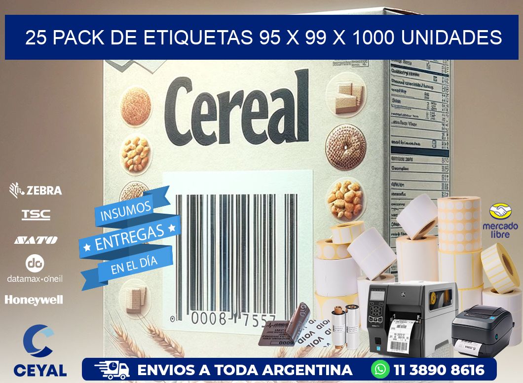 25 PACK DE ETIQUETAS 95 x 99 X 1000 UNIDADES