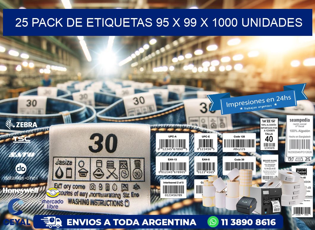 25 PACK DE ETIQUETAS 95 x 99 X 1000 UNIDADES