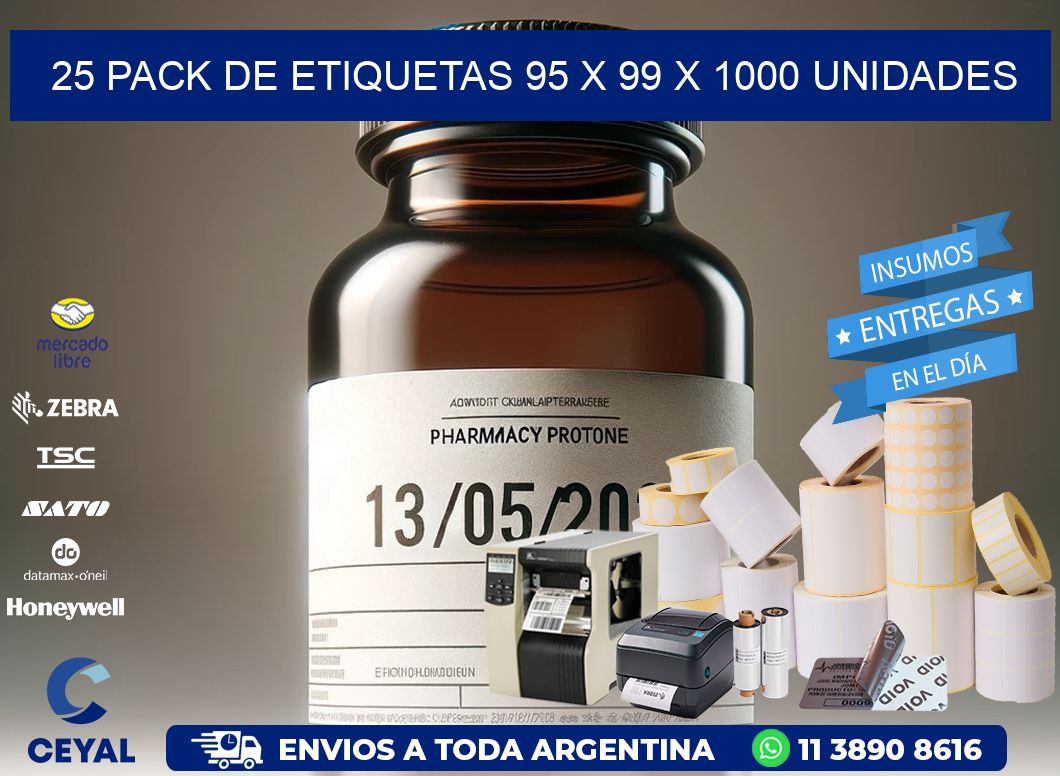 25 PACK DE ETIQUETAS 95 x 99 X 1000 UNIDADES