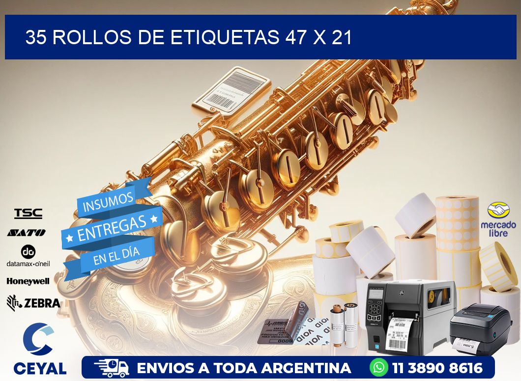 35 ROLLOS DE ETIQUETAS 47 x 21