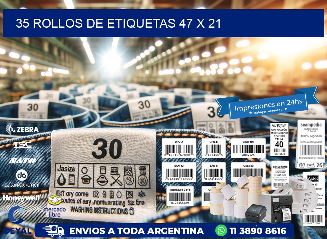 35 ROLLOS DE ETIQUETAS 47 x 21