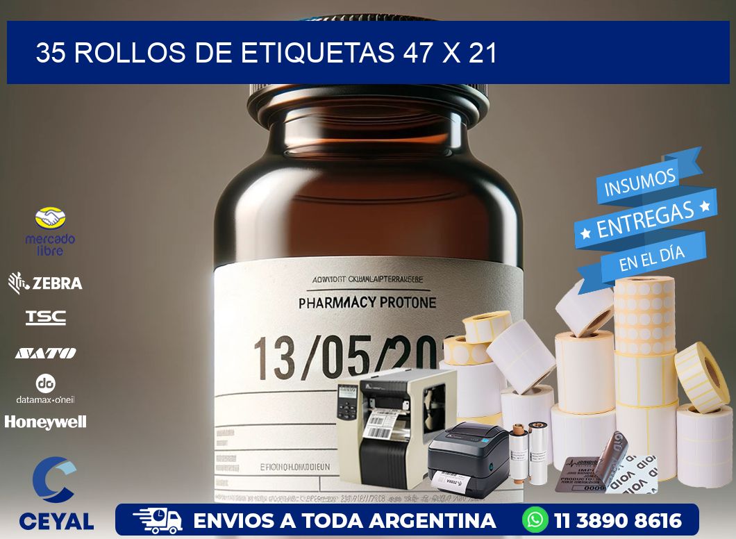 35 ROLLOS DE ETIQUETAS 47 x 21