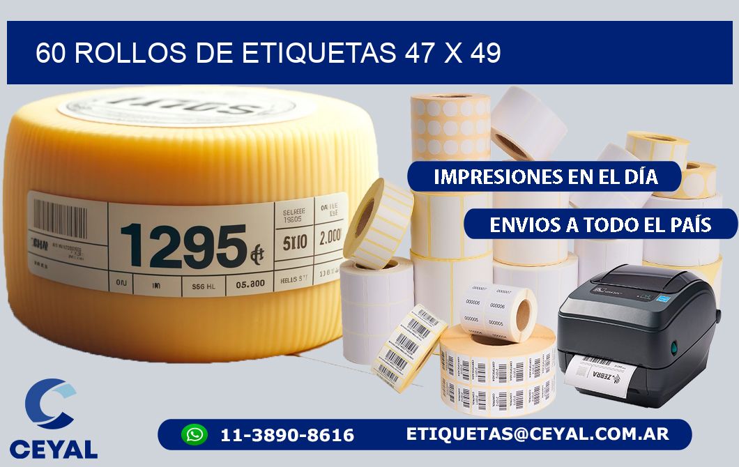 60 ROLLOS DE ETIQUETAS 47 x 49