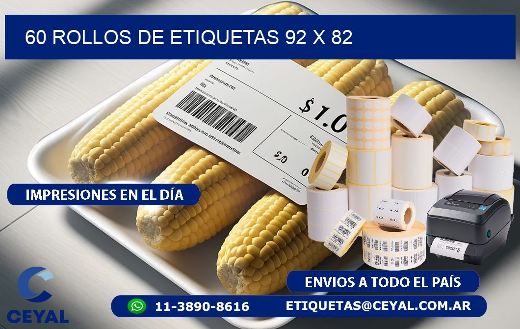 60 ROLLOS DE ETIQUETAS 92 x 82