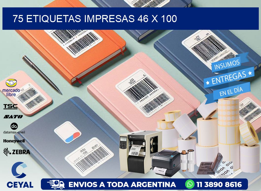 75 ETIQUETAS IMPRESAS 46 x 100