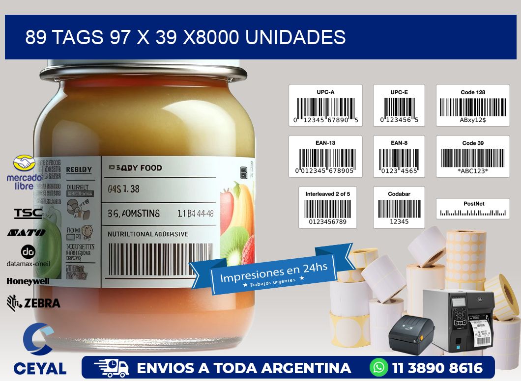 89 TAGS 97 x 39 X8000 UNIDADES