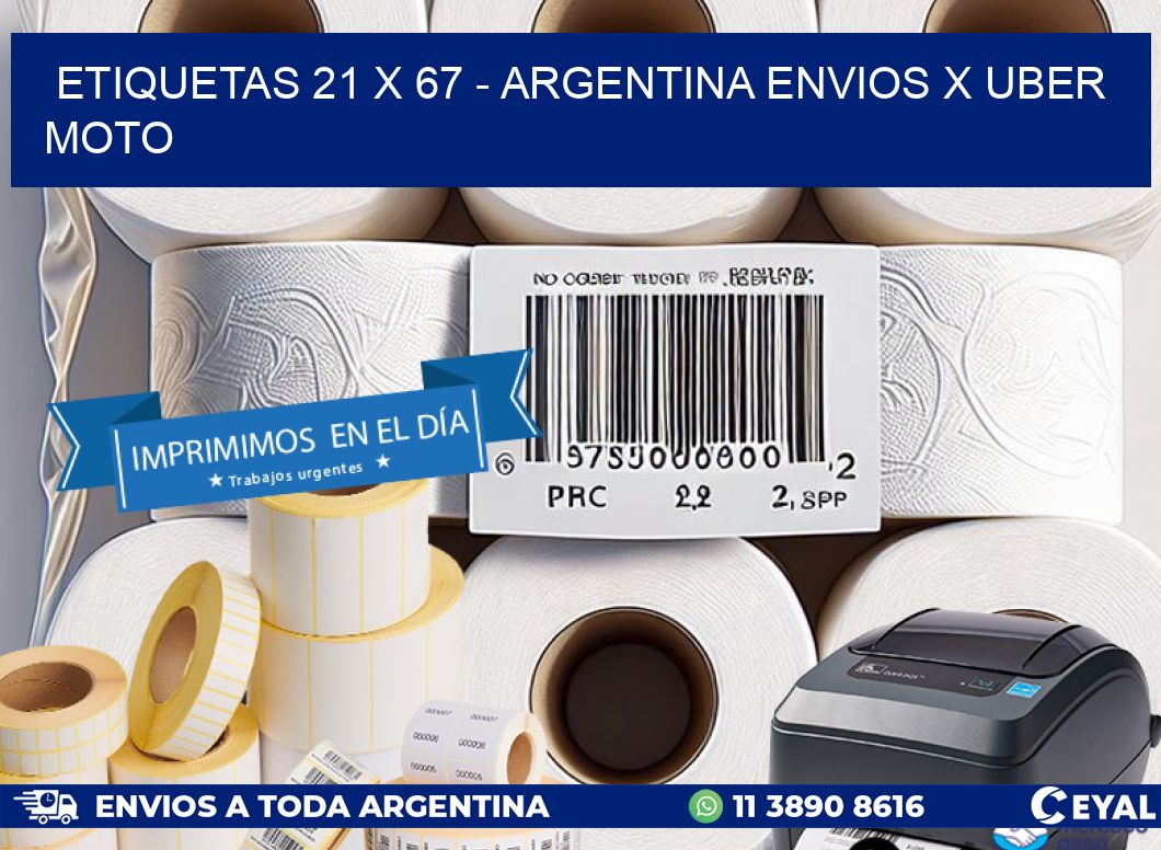 ETIQUETAS 21 x 67 - ARGENTINA ENVIOS X UBER MOTO