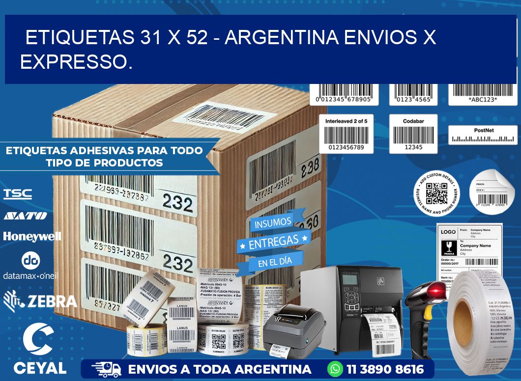 ETIQUETAS 31 x 52 - ARGENTINA ENVIOS X EXPRESSO.