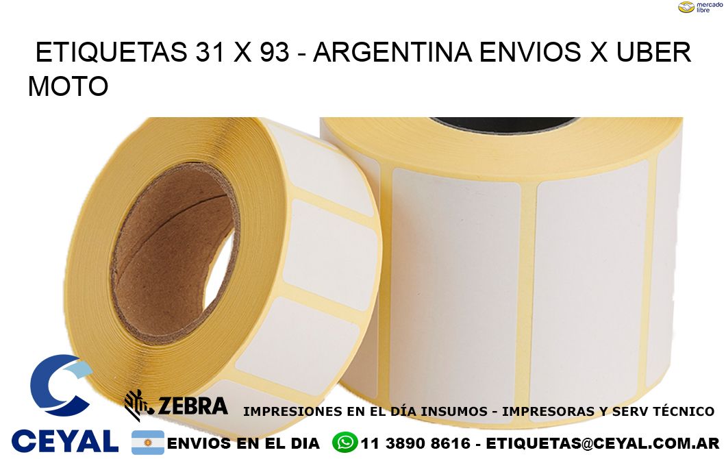 ETIQUETAS 31 x 93 - ARGENTINA ENVIOS X UBER MOTO