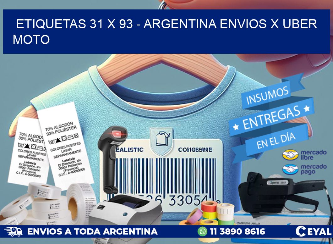 ETIQUETAS 31 x 93 – ARGENTINA ENVIOS X UBER MOTO