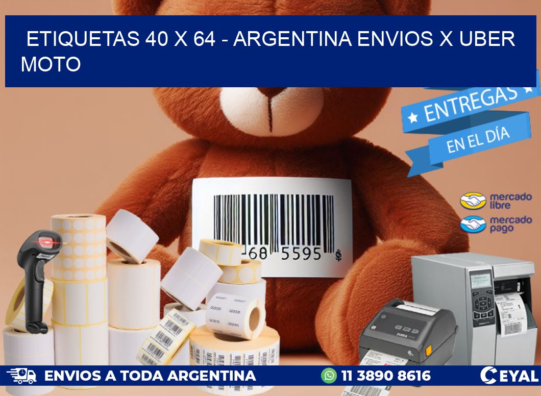 ETIQUETAS 40 x 64 – ARGENTINA ENVIOS X UBER MOTO