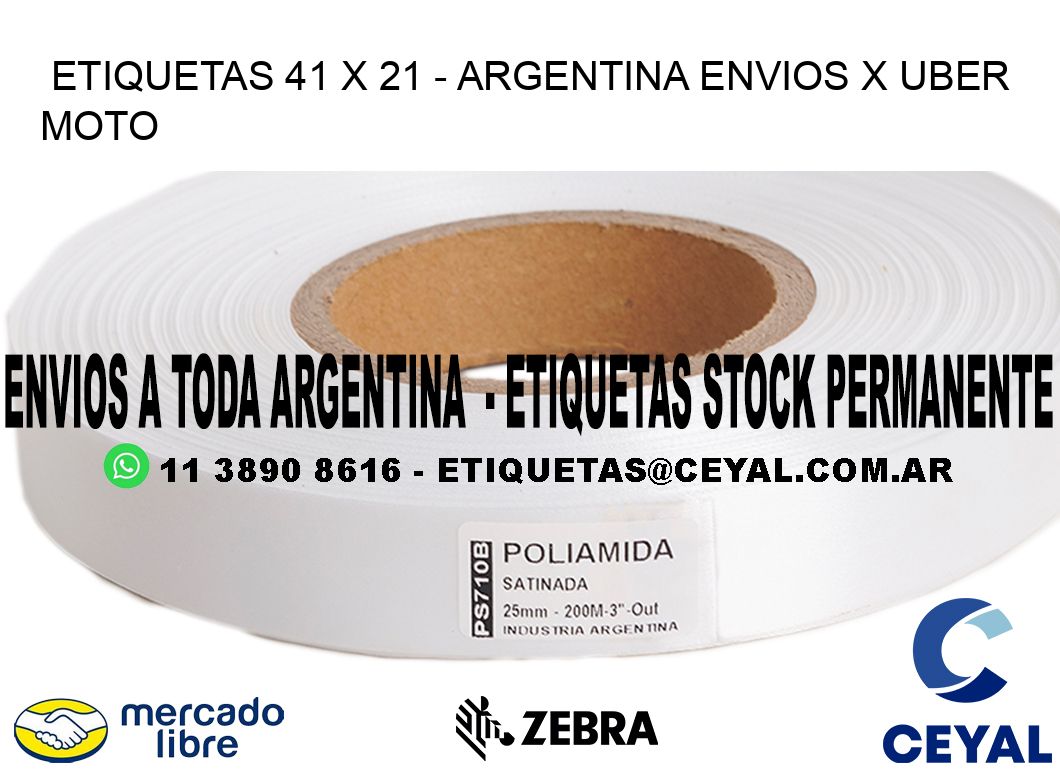 ETIQUETAS 41 x 21 - ARGENTINA ENVIOS X UBER MOTO