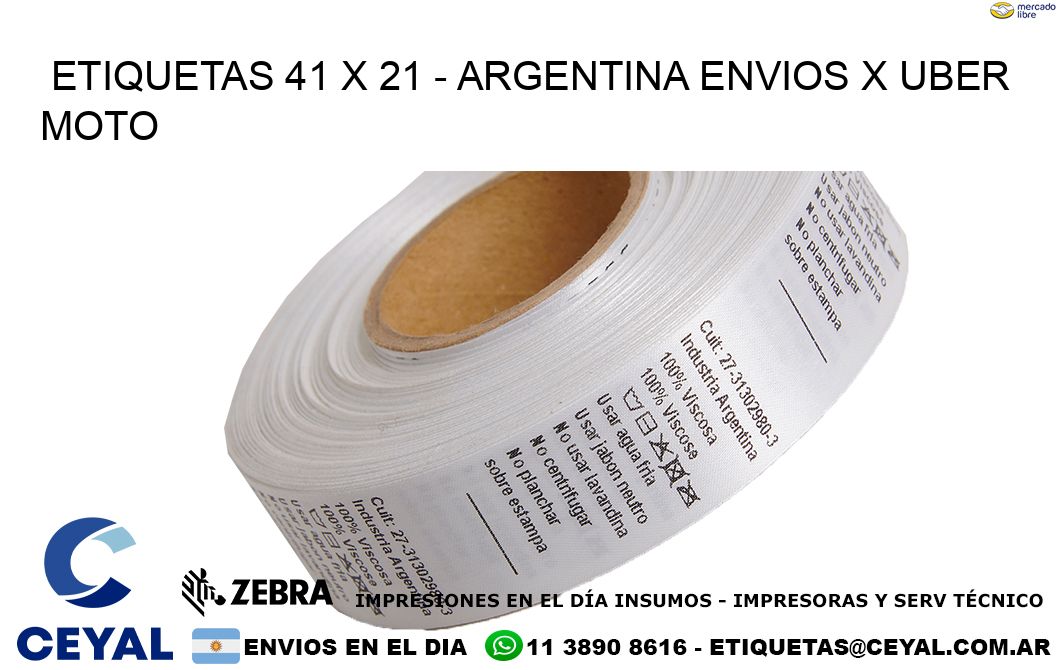 ETIQUETAS 41 x 21 - ARGENTINA ENVIOS X UBER MOTO