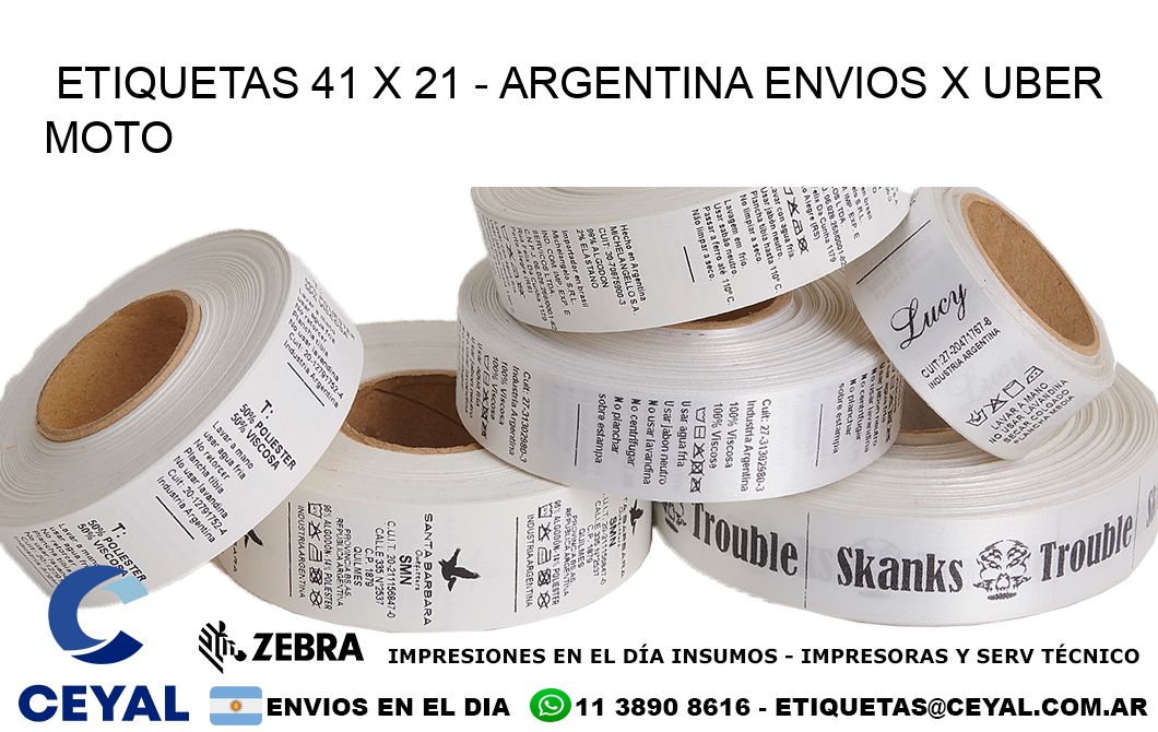 ETIQUETAS 41 x 21 - ARGENTINA ENVIOS X UBER MOTO