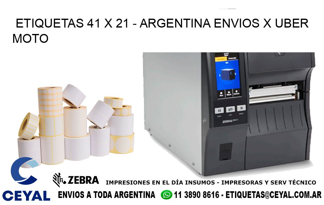 ETIQUETAS 41 x 21 - ARGENTINA ENVIOS X UBER MOTO