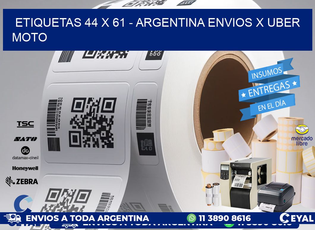 ETIQUETAS 44 x 61 - ARGENTINA ENVIOS X UBER MOTO