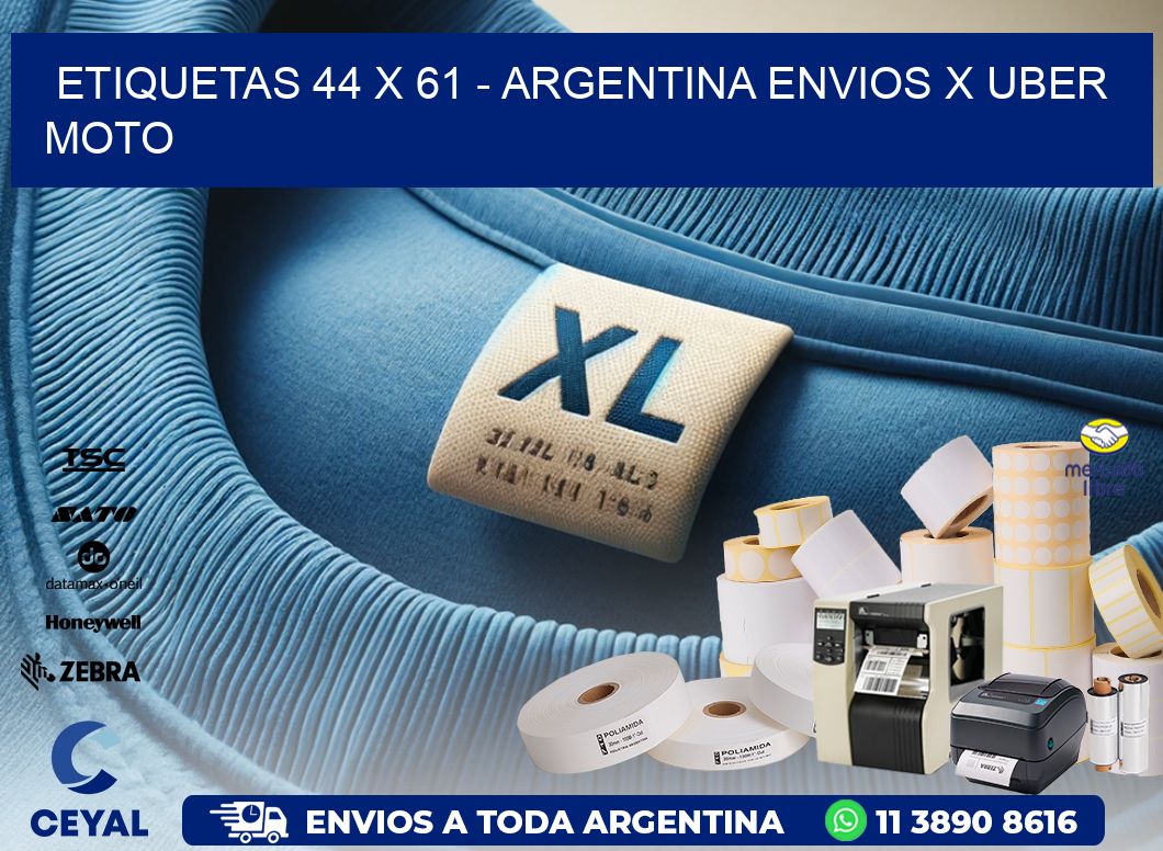 ETIQUETAS 44 x 61 - ARGENTINA ENVIOS X UBER MOTO