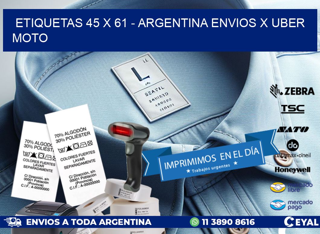 ETIQUETAS 45 x 61 - ARGENTINA ENVIOS X UBER MOTO