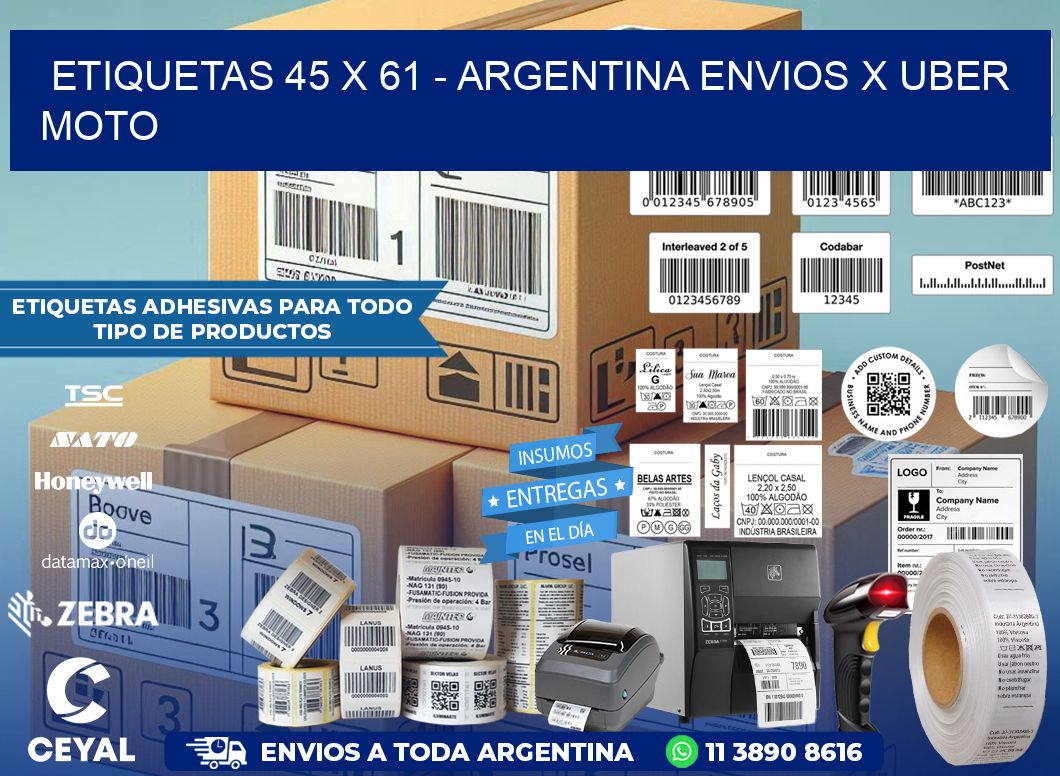 ETIQUETAS 45 x 61 - ARGENTINA ENVIOS X UBER MOTO