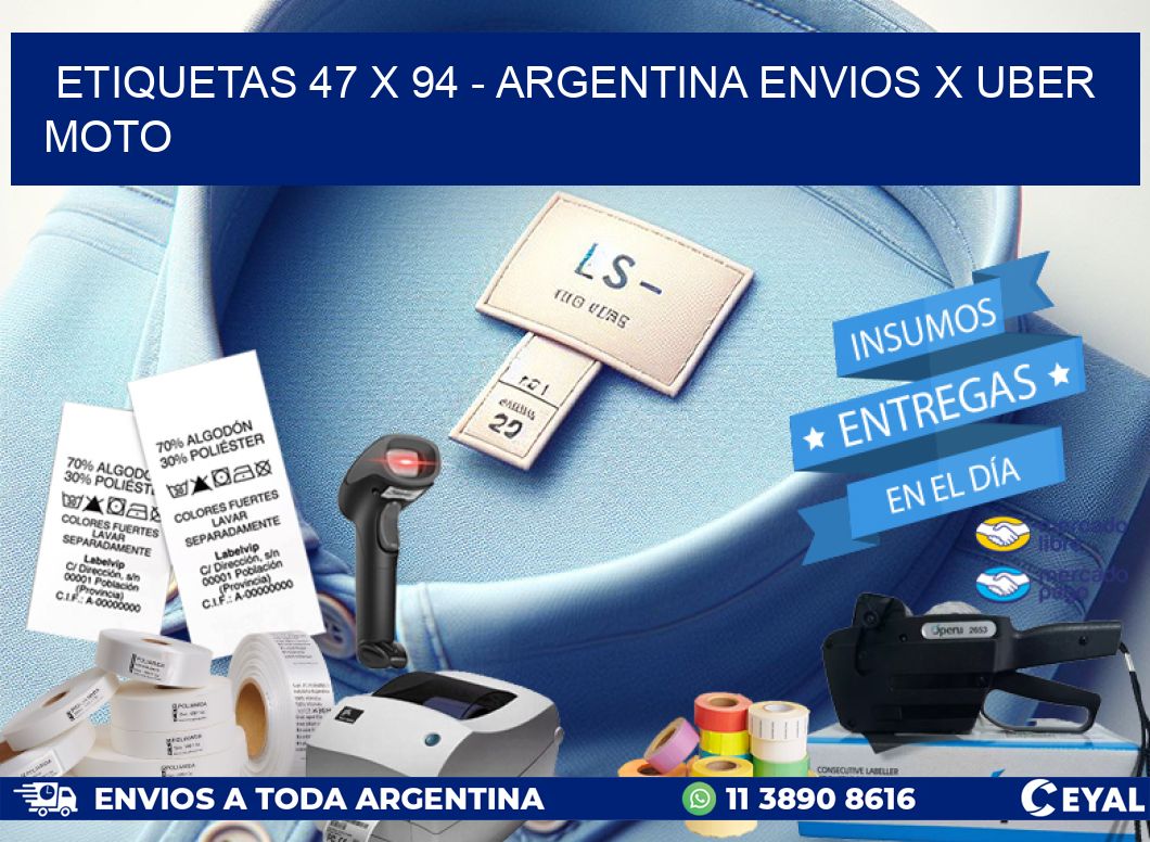 ETIQUETAS 47 x 94 – ARGENTINA ENVIOS X UBER MOTO