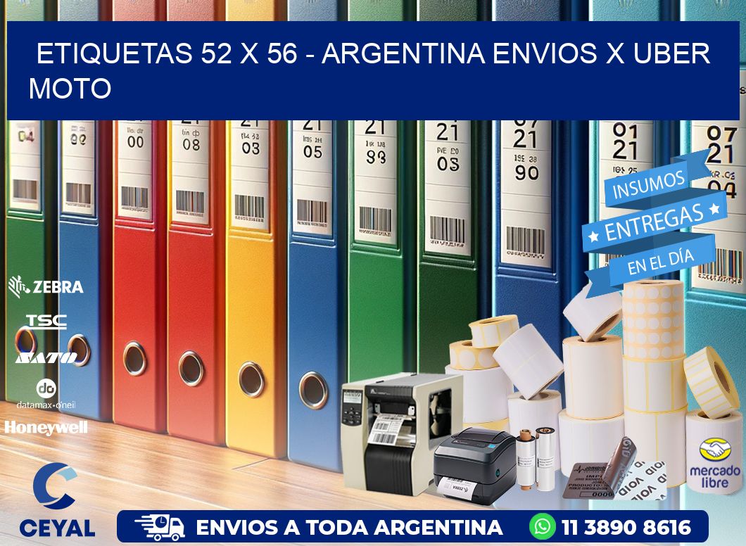 ETIQUETAS 52 x 56 - ARGENTINA ENVIOS X UBER MOTO