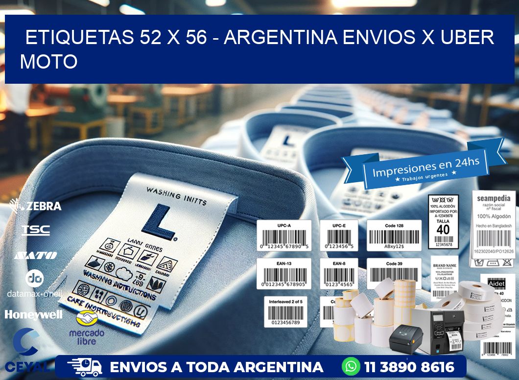 ETIQUETAS 52 x 56 - ARGENTINA ENVIOS X UBER MOTO