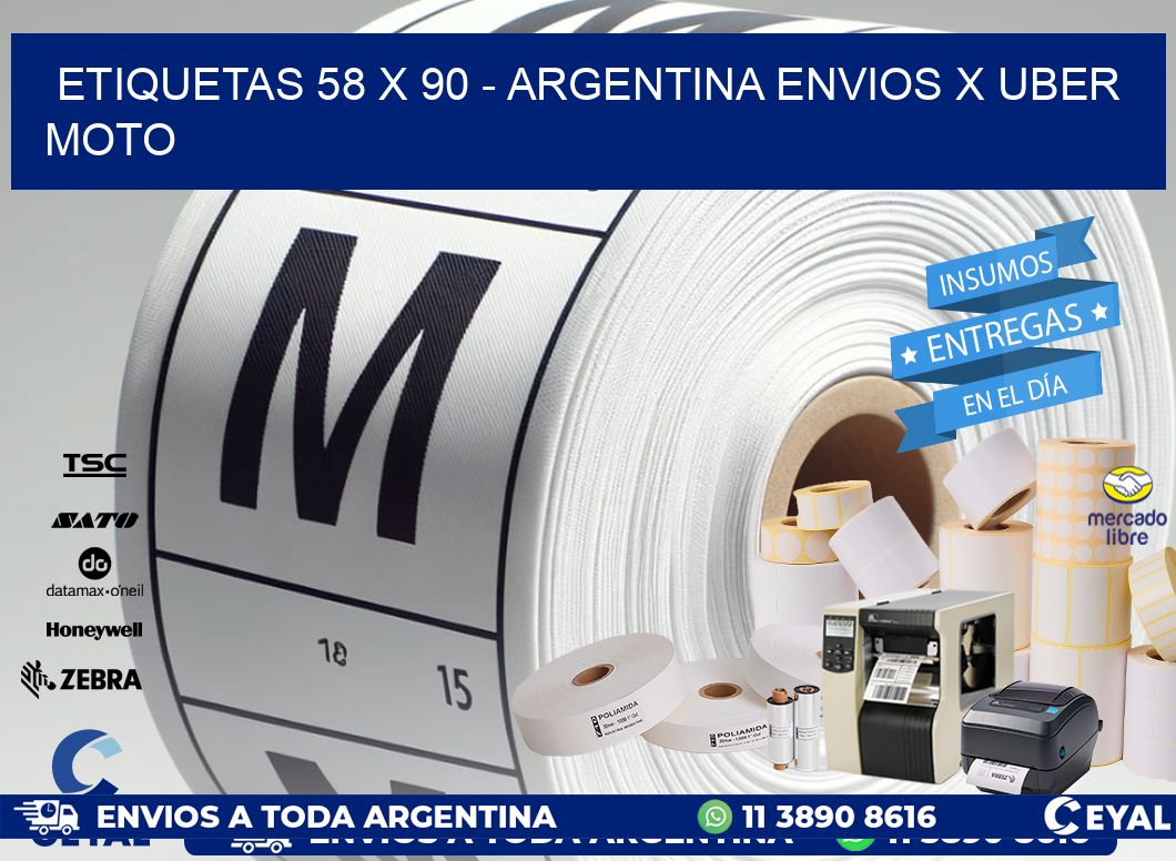 ETIQUETAS 58 x 90 - ARGENTINA ENVIOS X UBER MOTO