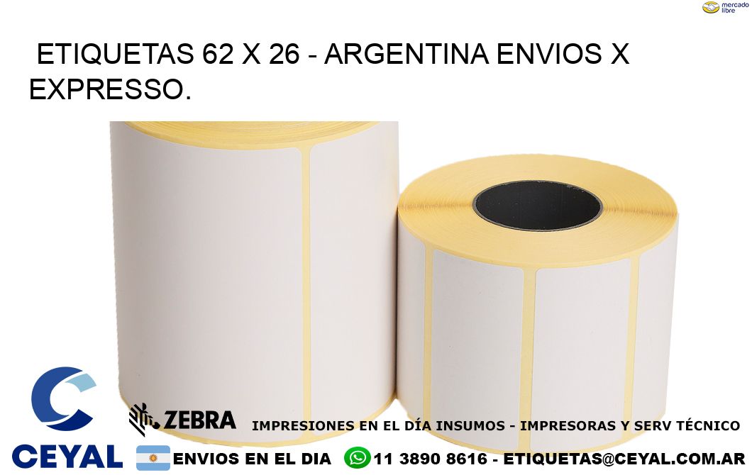 ETIQUETAS 62 x 26 – ARGENTINA ENVIOS X EXPRESSO.