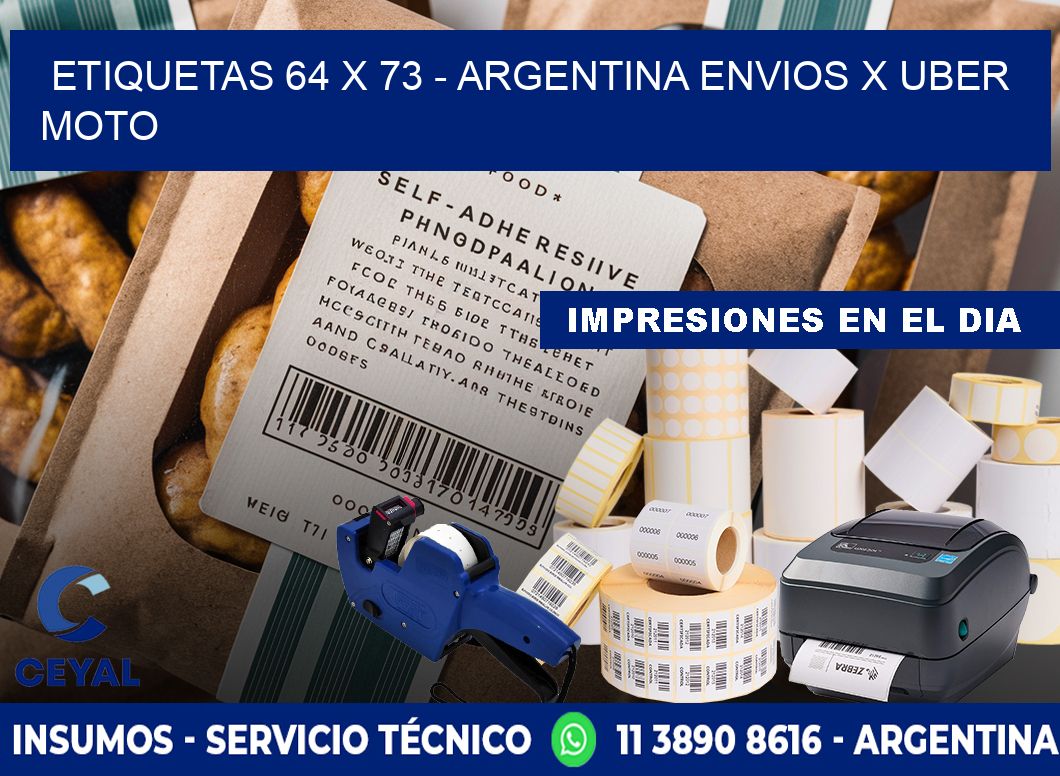 ETIQUETAS 64 x 73 - ARGENTINA ENVIOS X UBER MOTO