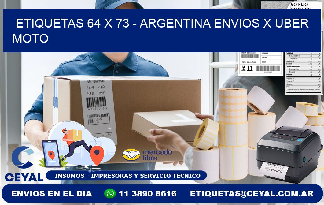 ETIQUETAS 64 x 73 - ARGENTINA ENVIOS X UBER MOTO