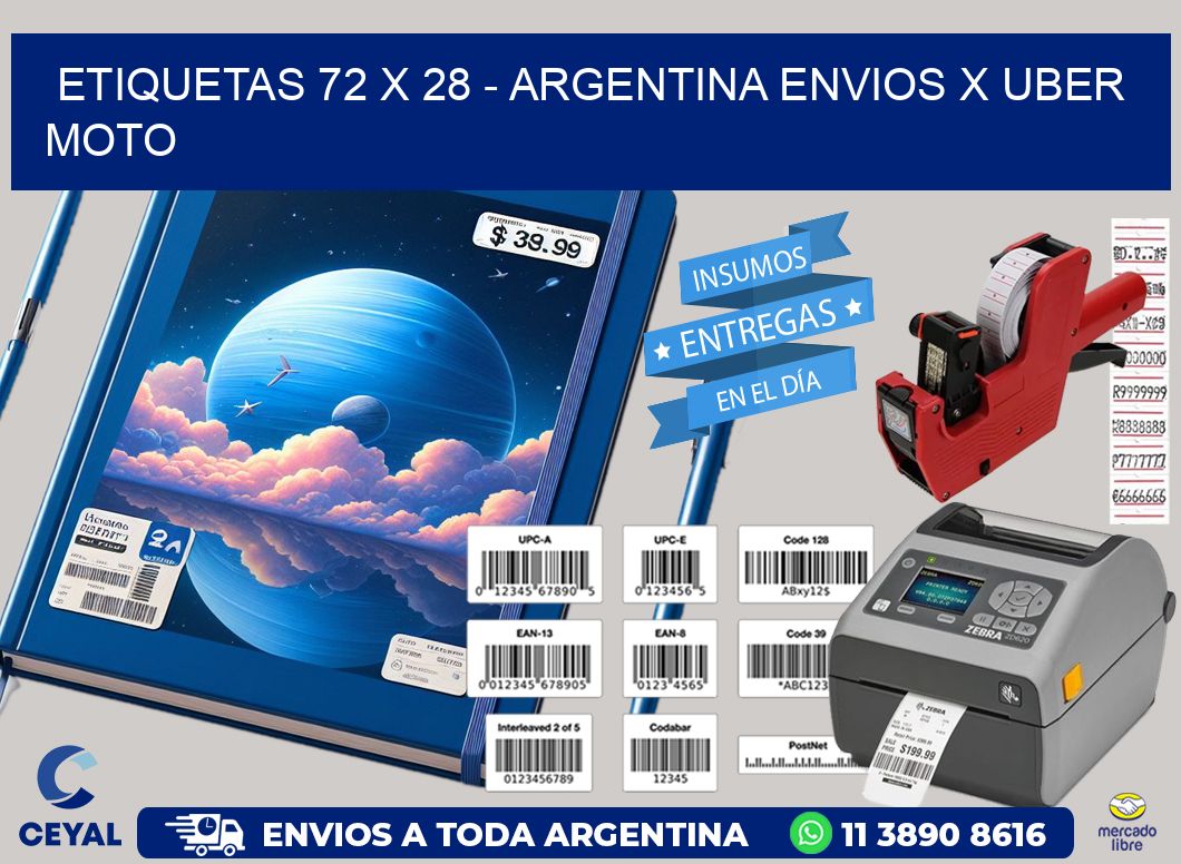 ETIQUETAS 72 x 28 - ARGENTINA ENVIOS X UBER MOTO