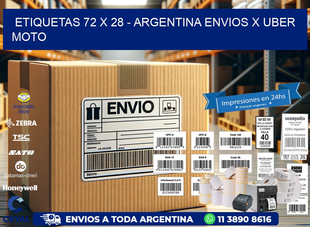 ETIQUETAS 72 x 28 – ARGENTINA ENVIOS X UBER MOTO