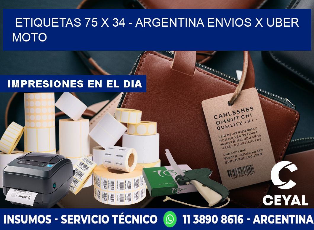 ETIQUETAS 75 x 34 - ARGENTINA ENVIOS X UBER MOTO