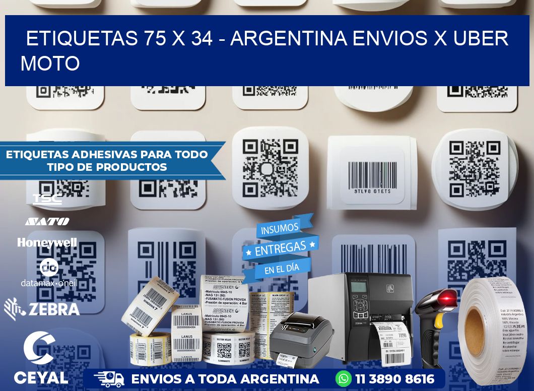 ETIQUETAS 75 x 34 – ARGENTINA ENVIOS X UBER MOTO