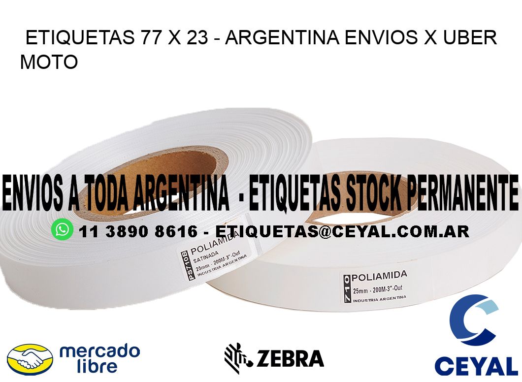 ETIQUETAS 77 x 23 - ARGENTINA ENVIOS X UBER MOTO