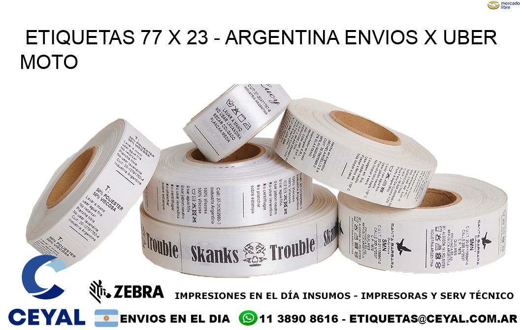 ETIQUETAS 77 x 23 - ARGENTINA ENVIOS X UBER MOTO