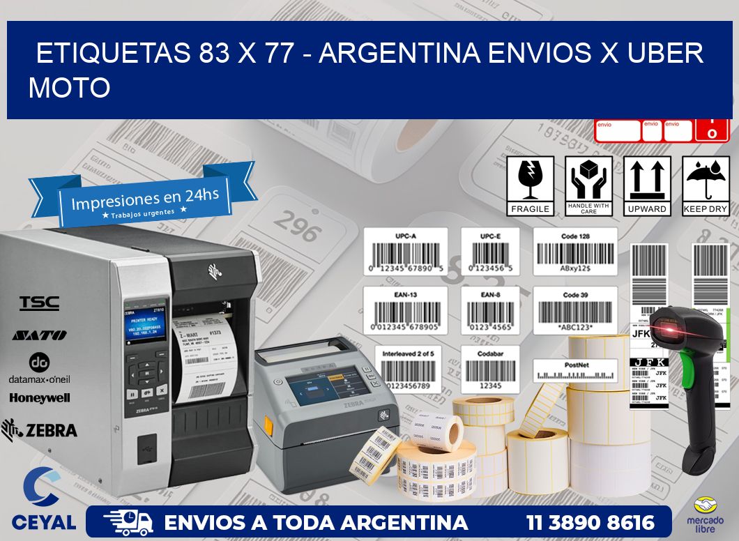 ETIQUETAS 83 x 77 – ARGENTINA ENVIOS X UBER MOTO