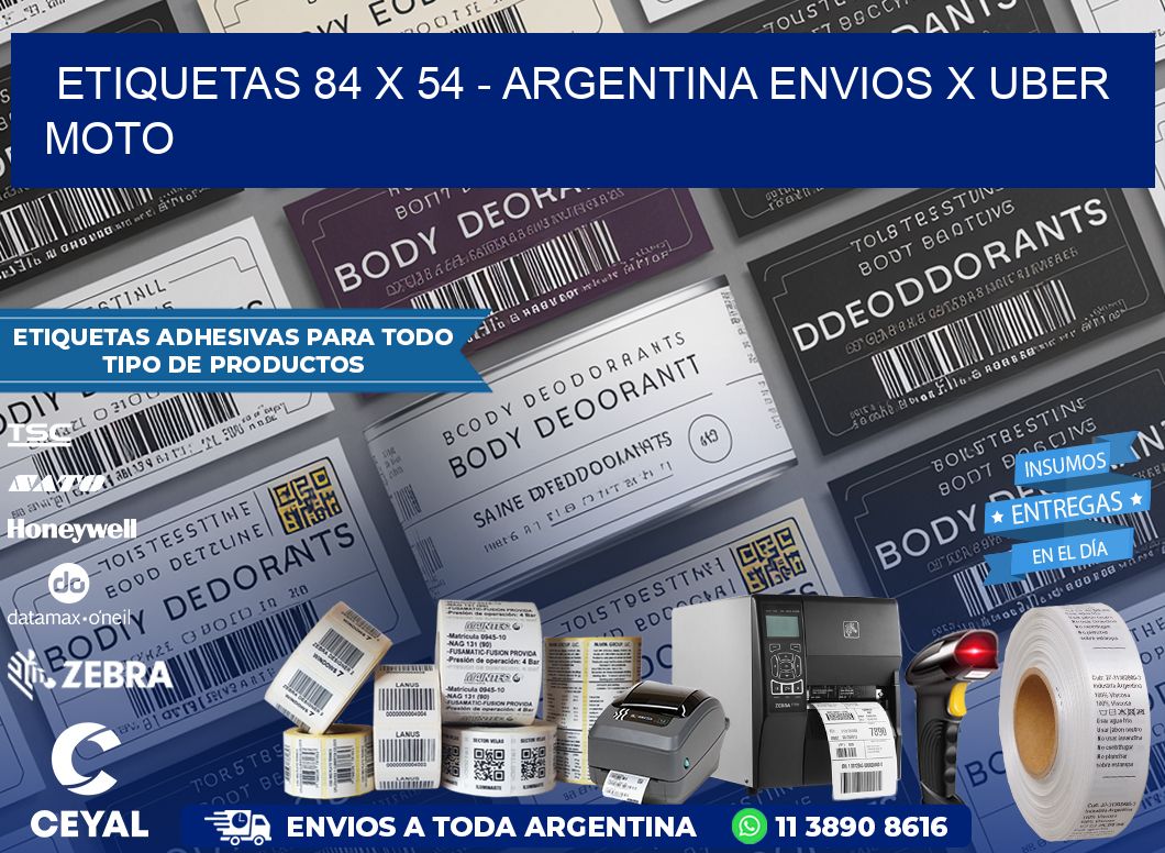 ETIQUETAS 84 x 54 – ARGENTINA ENVIOS X UBER MOTO