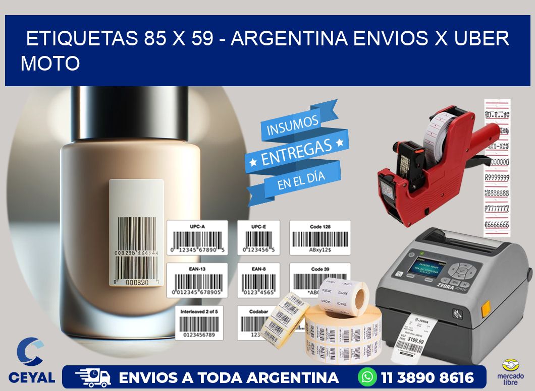 ETIQUETAS 85 x 59 - ARGENTINA ENVIOS X UBER MOTO